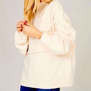 Listicle Ivory Chunky Mock Neck Pullover Sweater